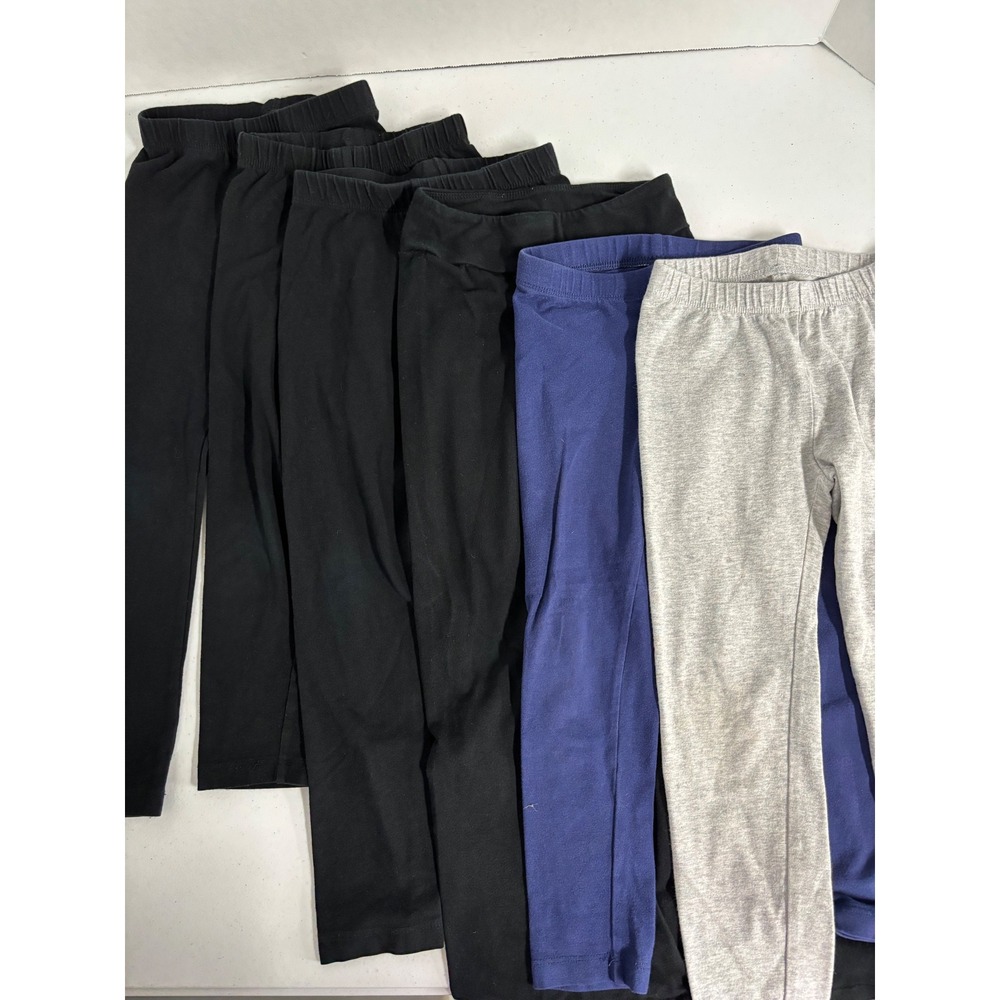 Cat & Jack Kids XS 4/5 Leggings Bundle 6 Pairs Black Navy Heather Gray Solid